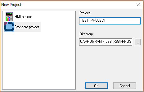 Project wizard for new projects